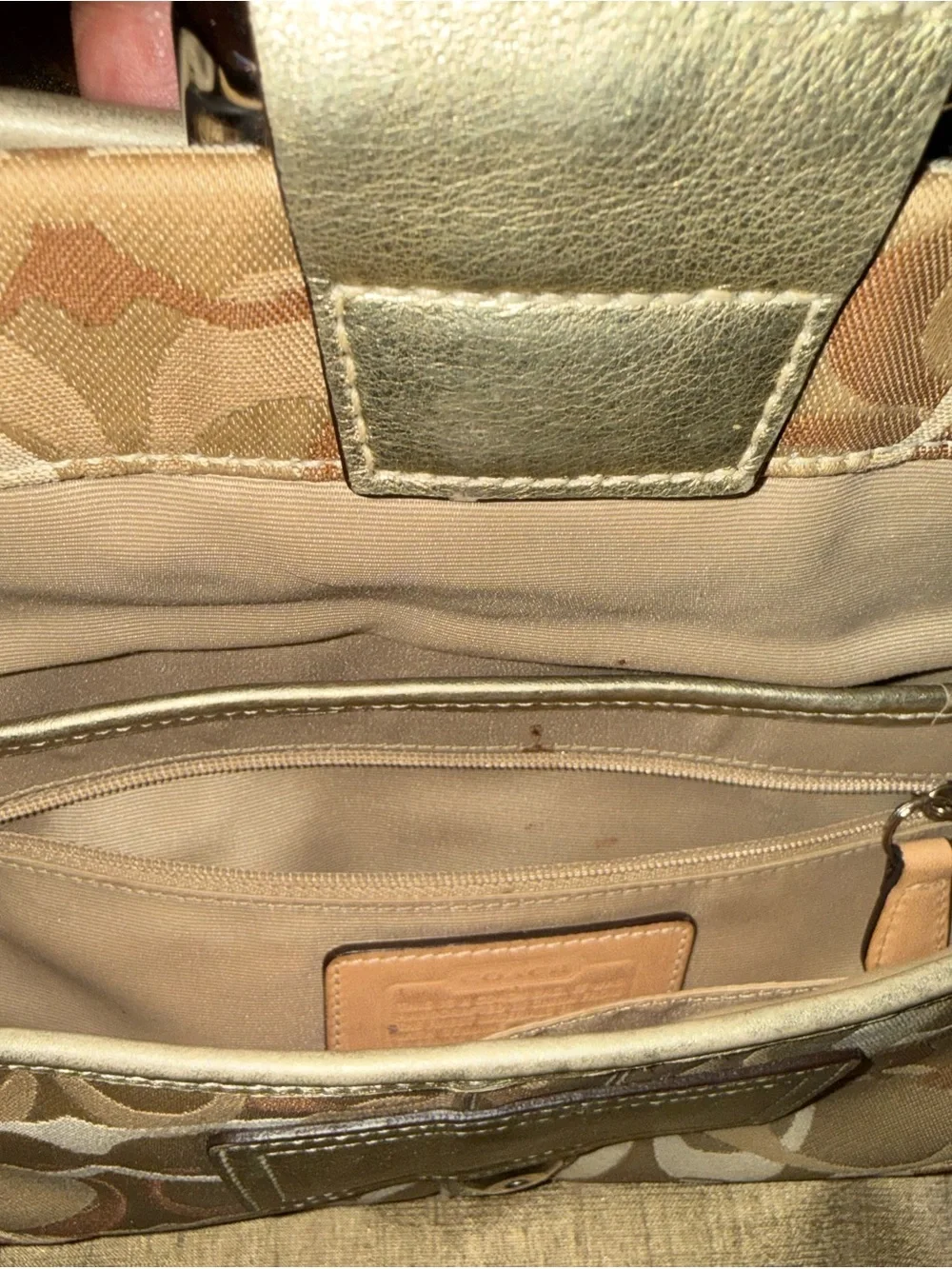 Vintage Coach Y2K Soho Signature Canvas Baguette Bag Gold Buckle